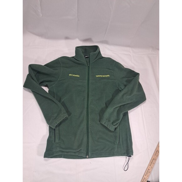 Oregon Ducks Jacket Mens Med Green Columbia Fleece Full Zip Outdoor Logo NCAA - Picture 1 of 8